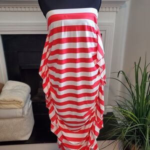 Red and White Striped Strapless Shirt or Dress